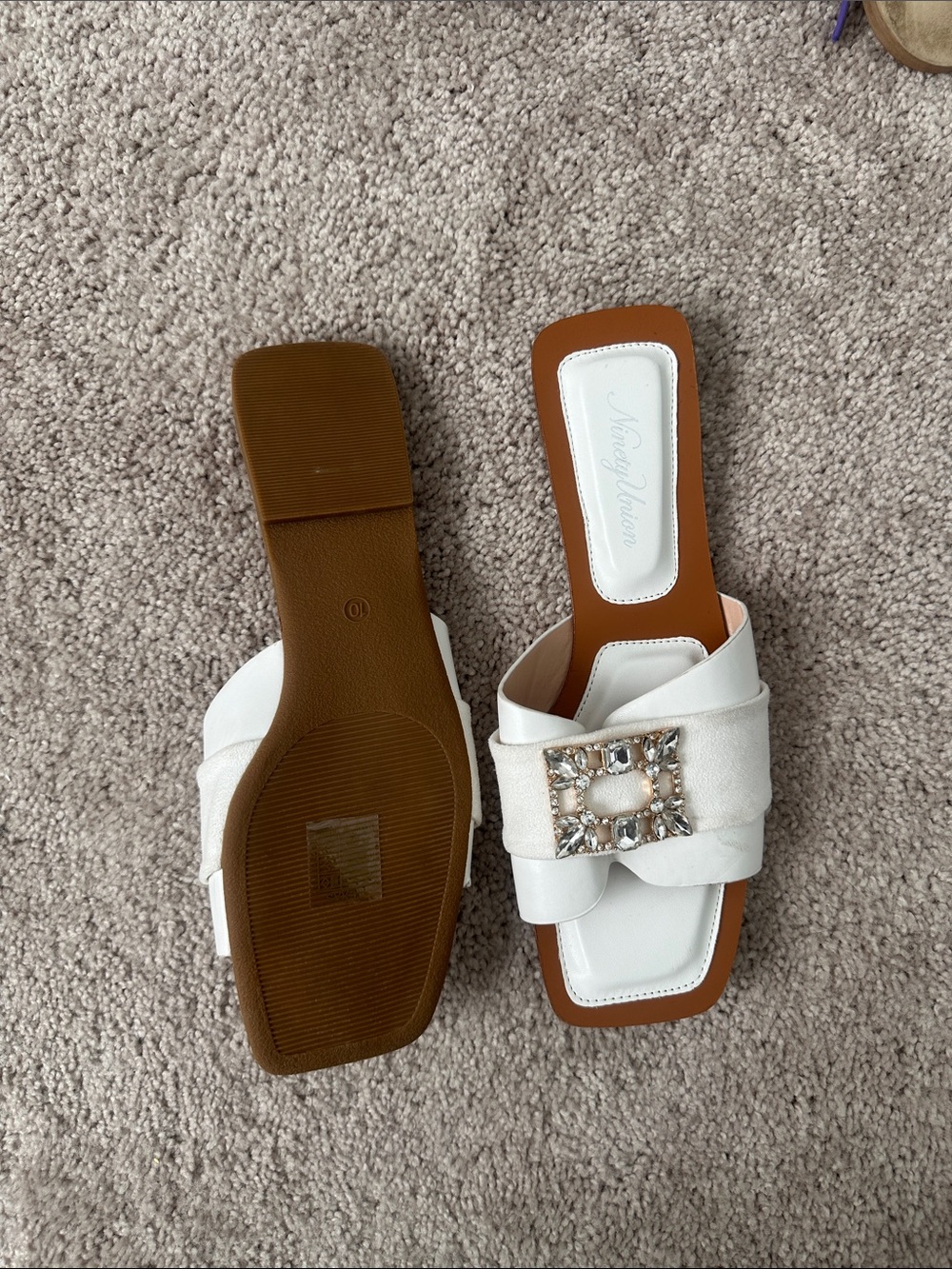 Nina Ivory Jeweled Slide Sandals - Picture 4 of 4